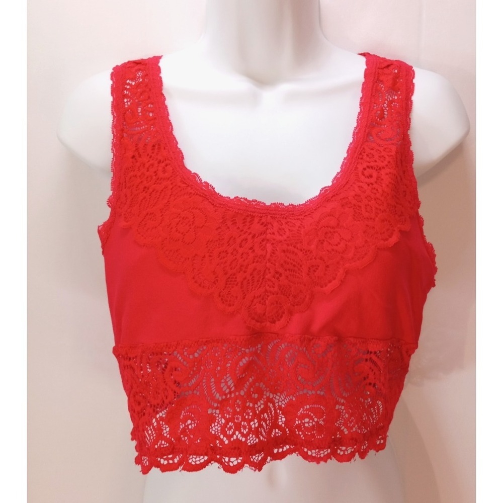 Zenana Outfitters Red Lace Bralette, Women's Bra, 2X-3X
